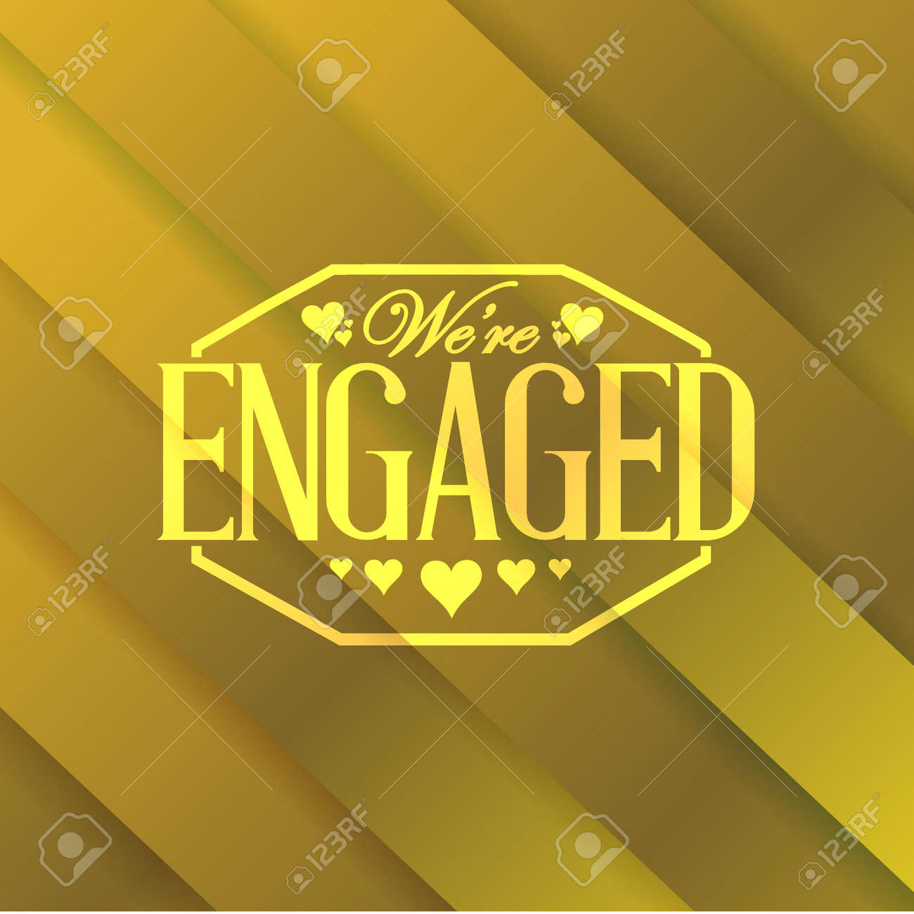 we are engaged stamp gold card background illustration design
