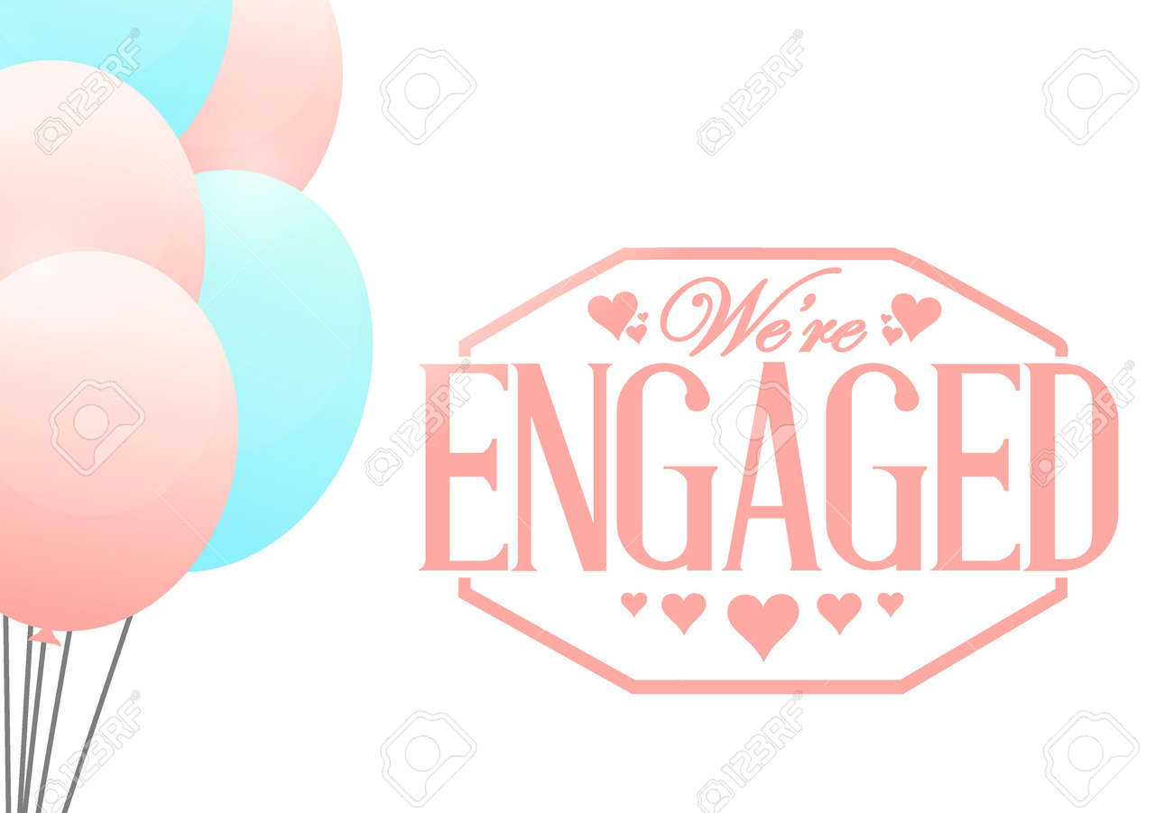 we are engaged stamp balloon background illustration design royalty