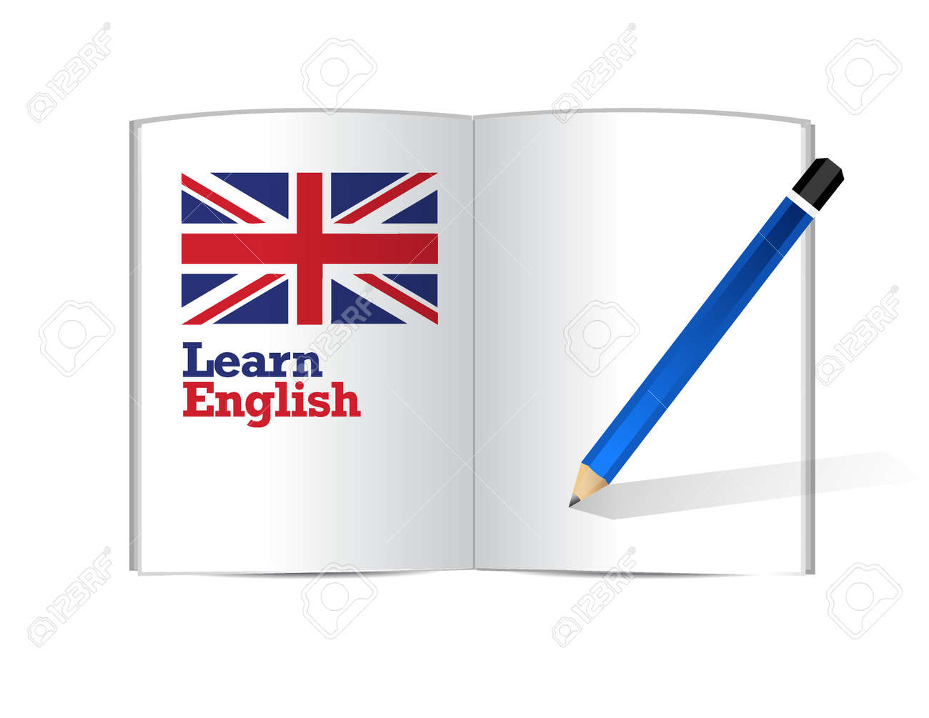 ホワイト上の英語の本イラスト デザイン グラフィックを学ぶのイラスト素材 ベクタ Image
