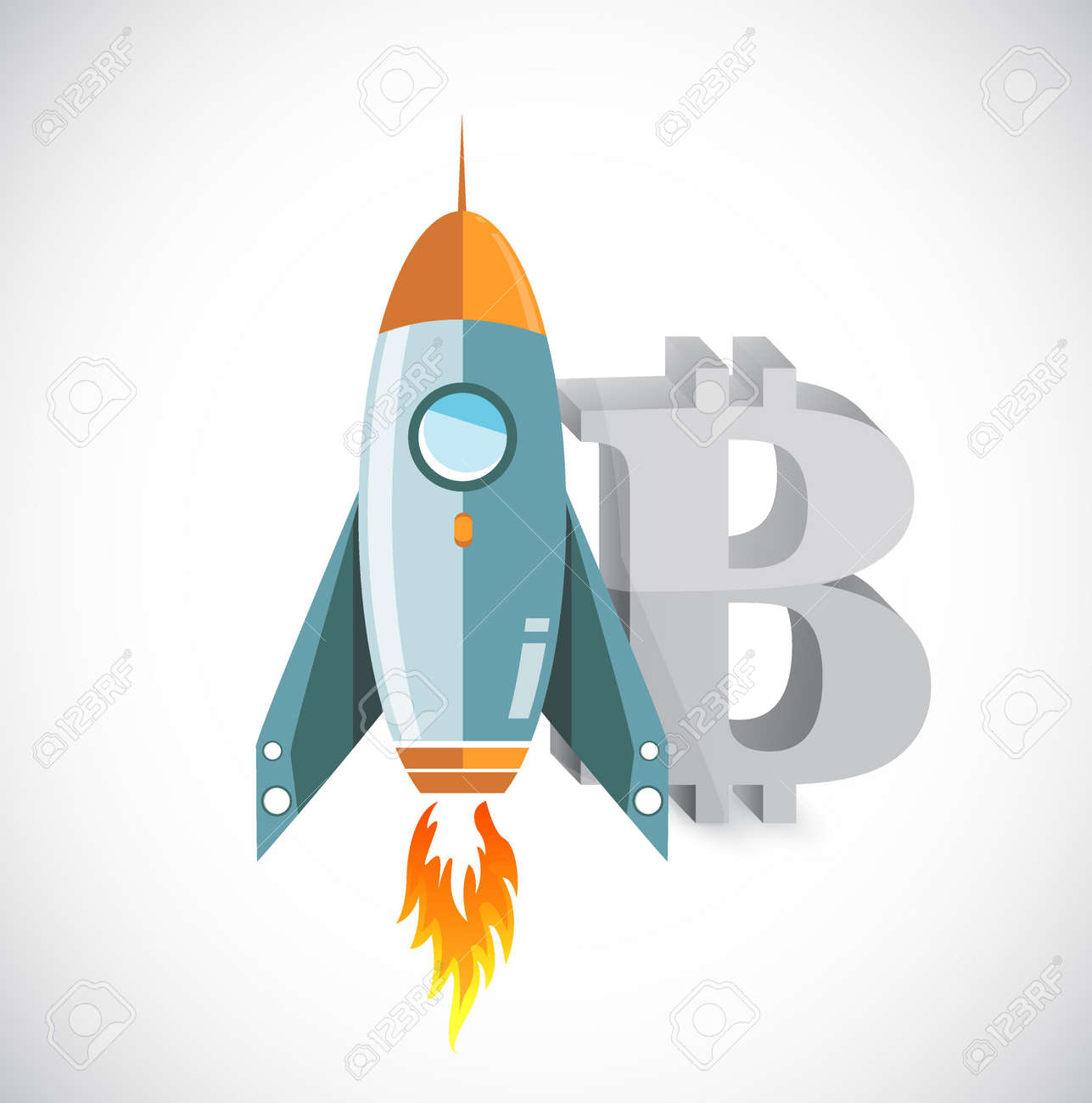 비트 코인 로켓 가격 일러스트 레이션 디자인 그래픽 화이트 이상 로열티 무료 사진, 그림, 이미지 그리고 스톡포토그래피. Image  68920388