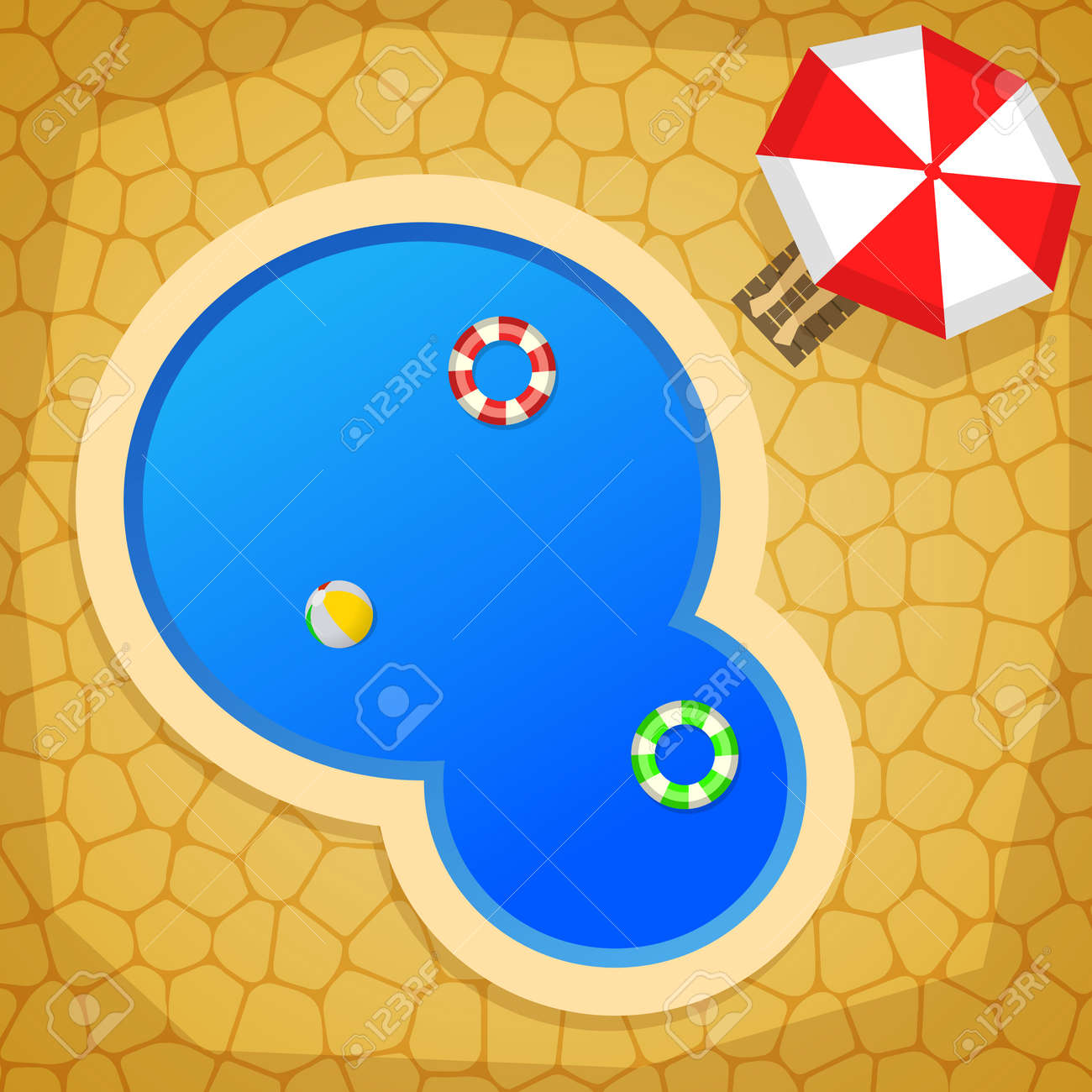 Fond De Dessin Animé Dété Avec Piscine Clip Art Libres De Droits