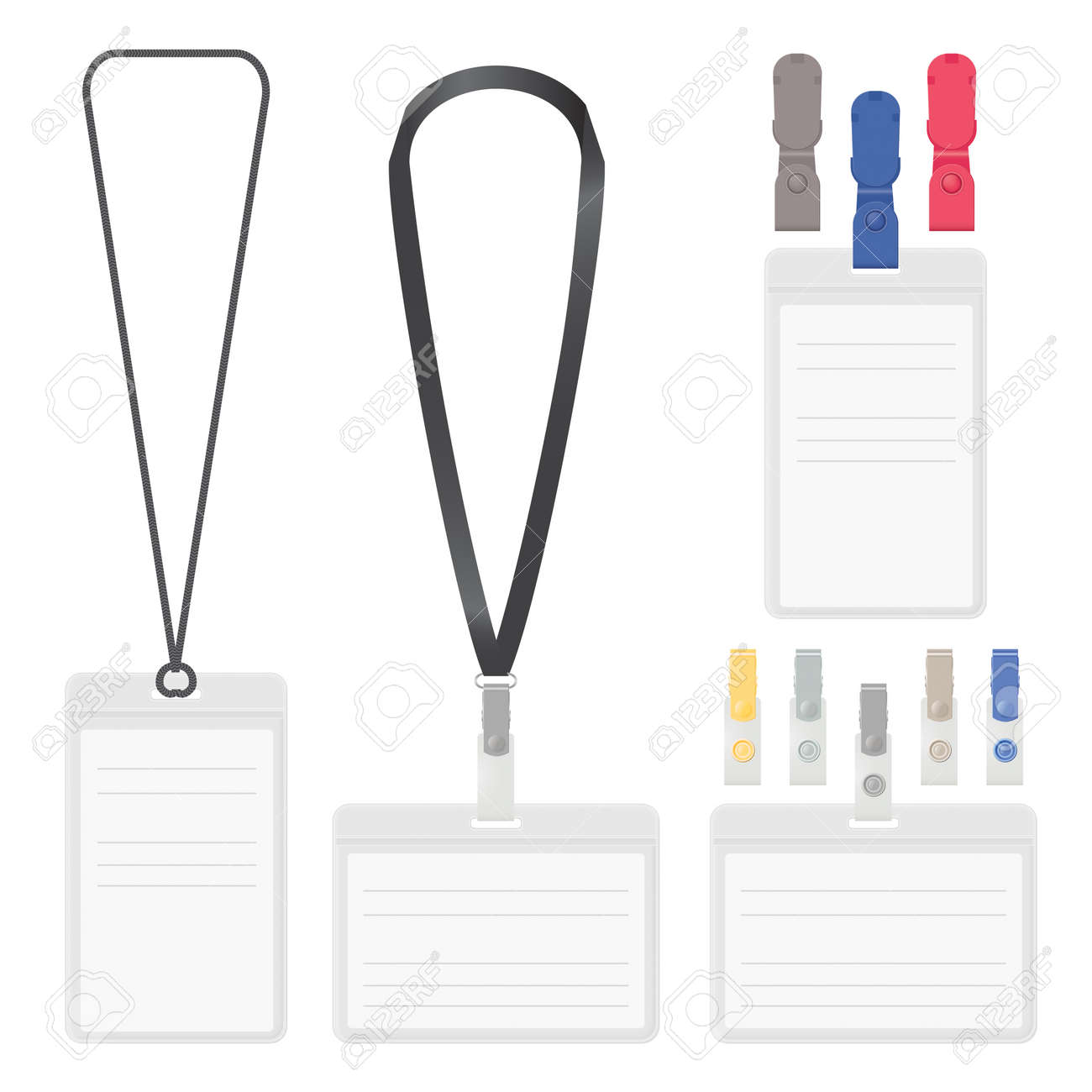 badge clip and lanyard vector templates royalty free cliparts lanyard template