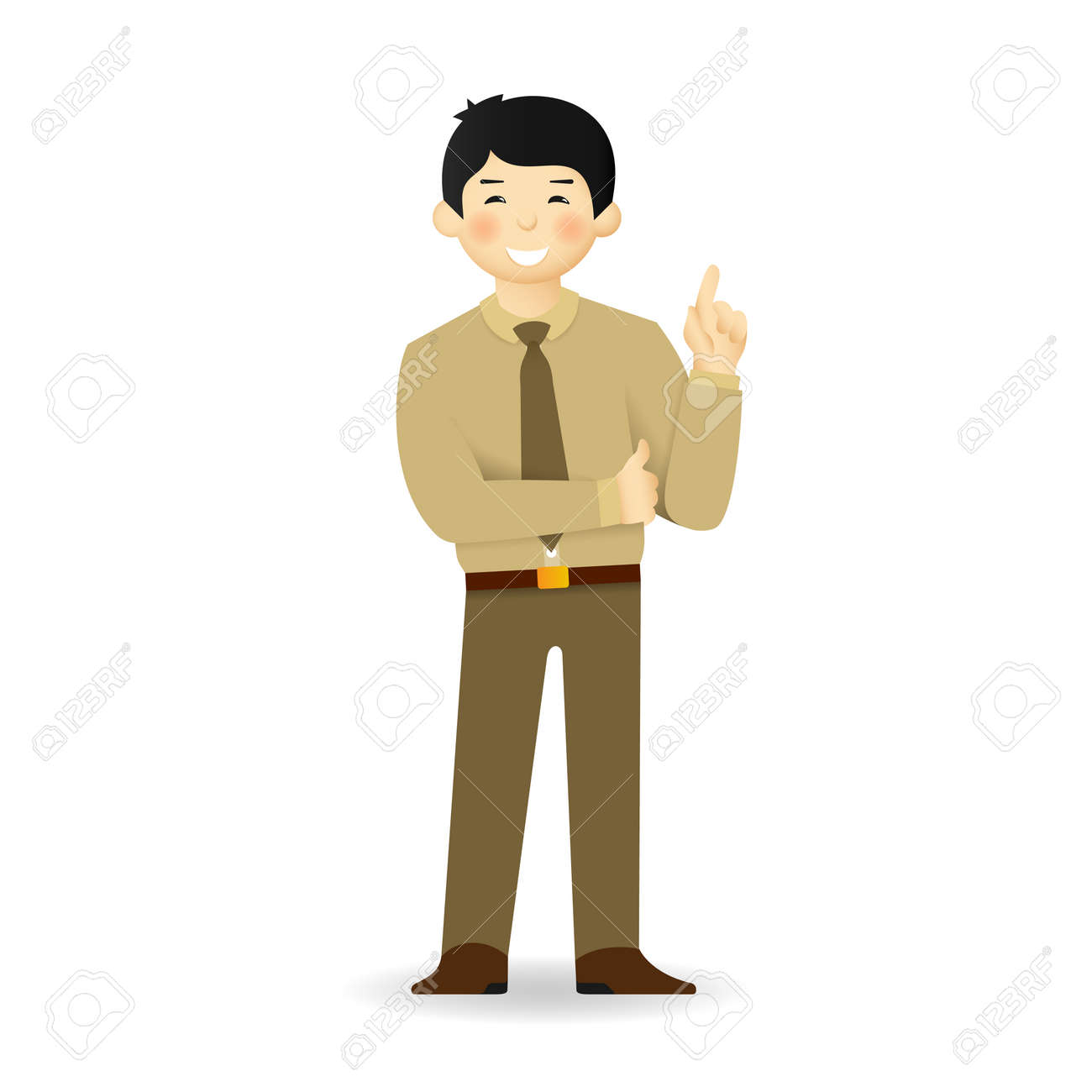 シャツとズボンのポーズの生意気なアジア人の男性 注目のジェスチャーです のイラスト素材 ベクタ Image