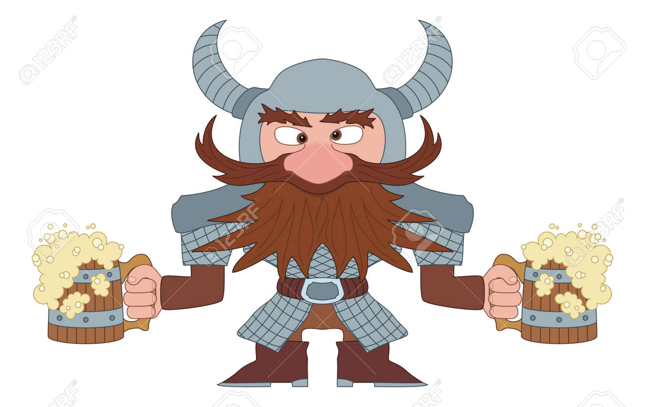 Télécharger gratuitement Images Guerrier Nain Ivre En Armure Et Un Casque Debout Avec Deux Grandes actualisé salutations