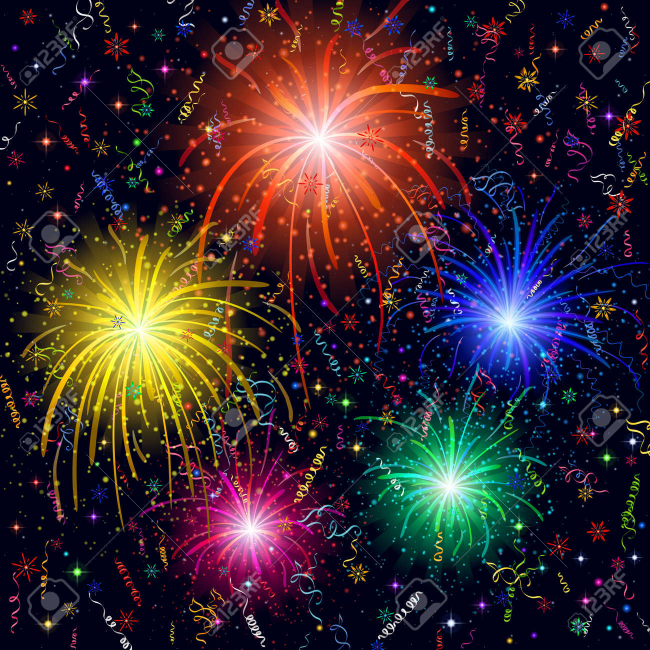 花火 明るい色を点滅火花星と黒の背景に 休日の Web デザインの要素の吹流し のイラスト素材 ベクタ Image 花火 明るい色を点滅火花星と黒の背景に 休日の Web デザインの要素の吹流し のイラスト素材 ベクタ Image