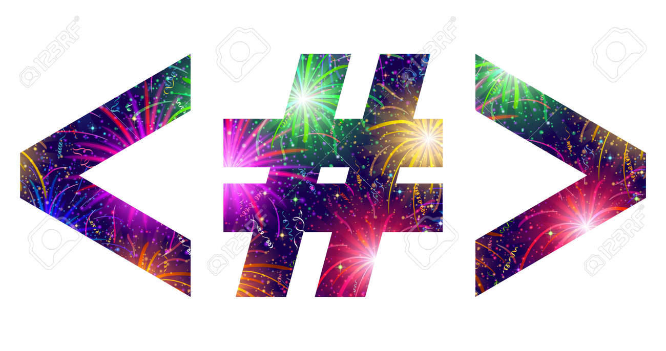 set of signs hash mark greater than sign less than sign stylized