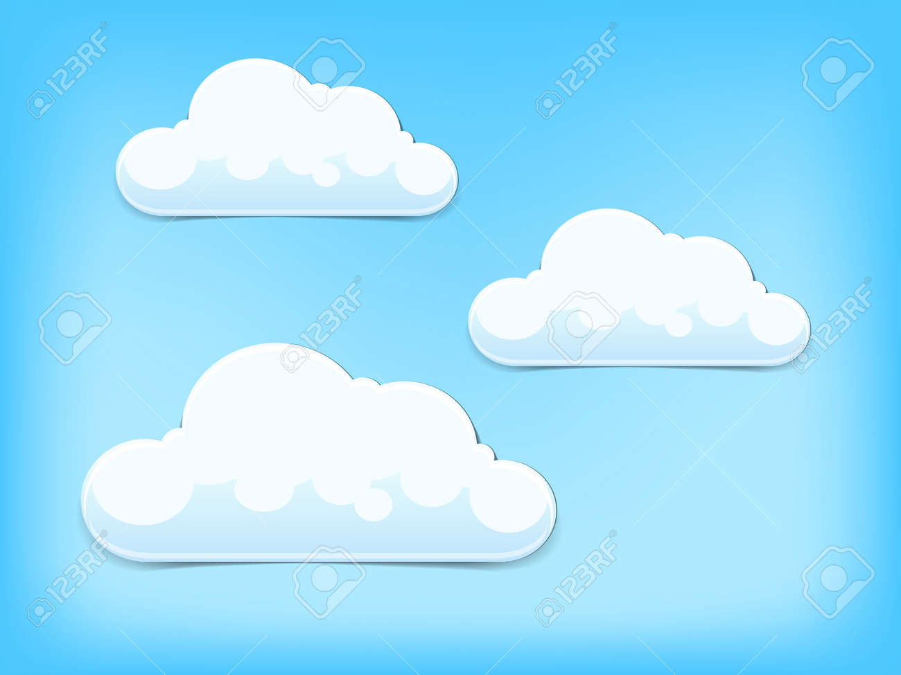 青い空に雲手描きの背景イラスト ロイヤリティフリークリップアート