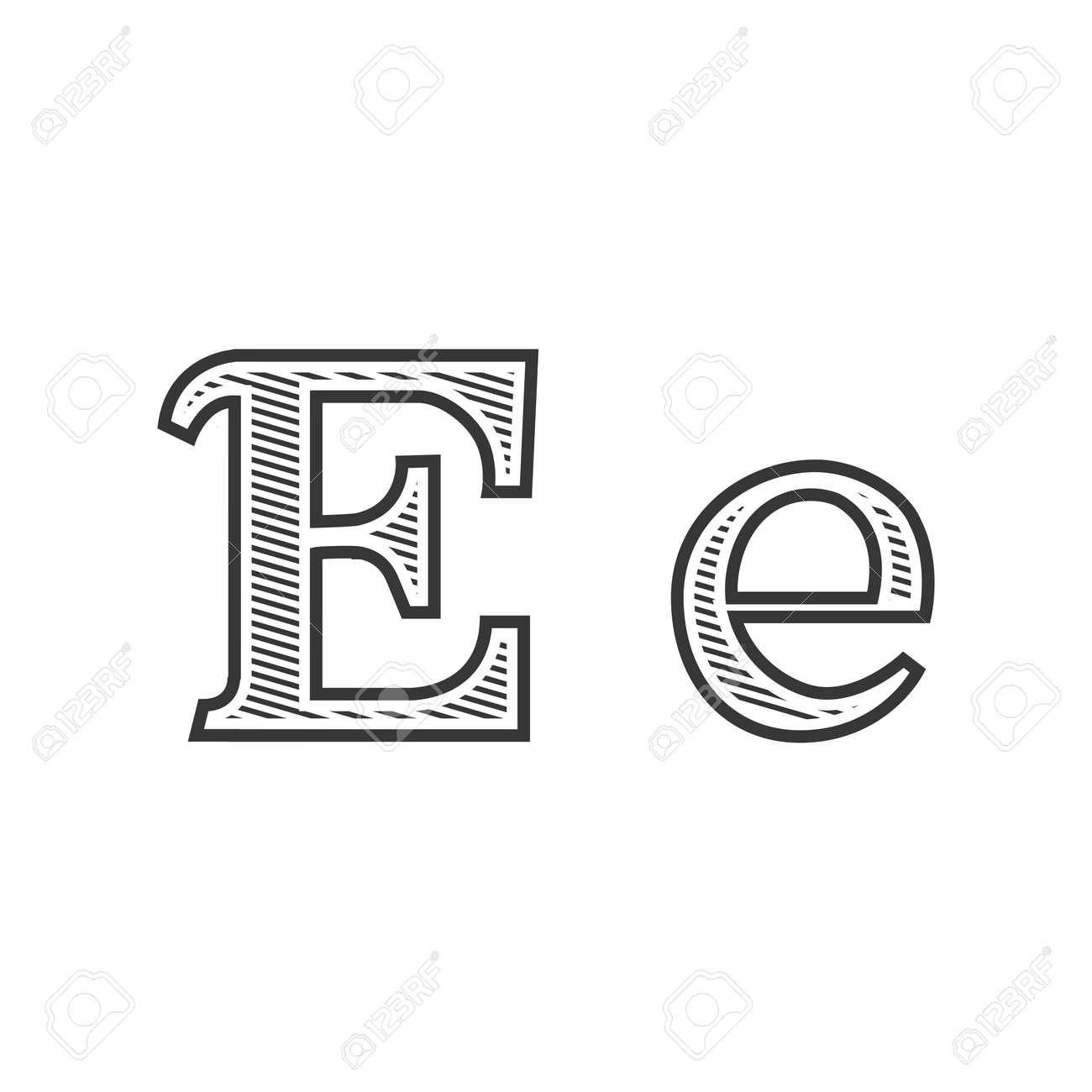 font tattoo engraving letter e black and white with shading royalty