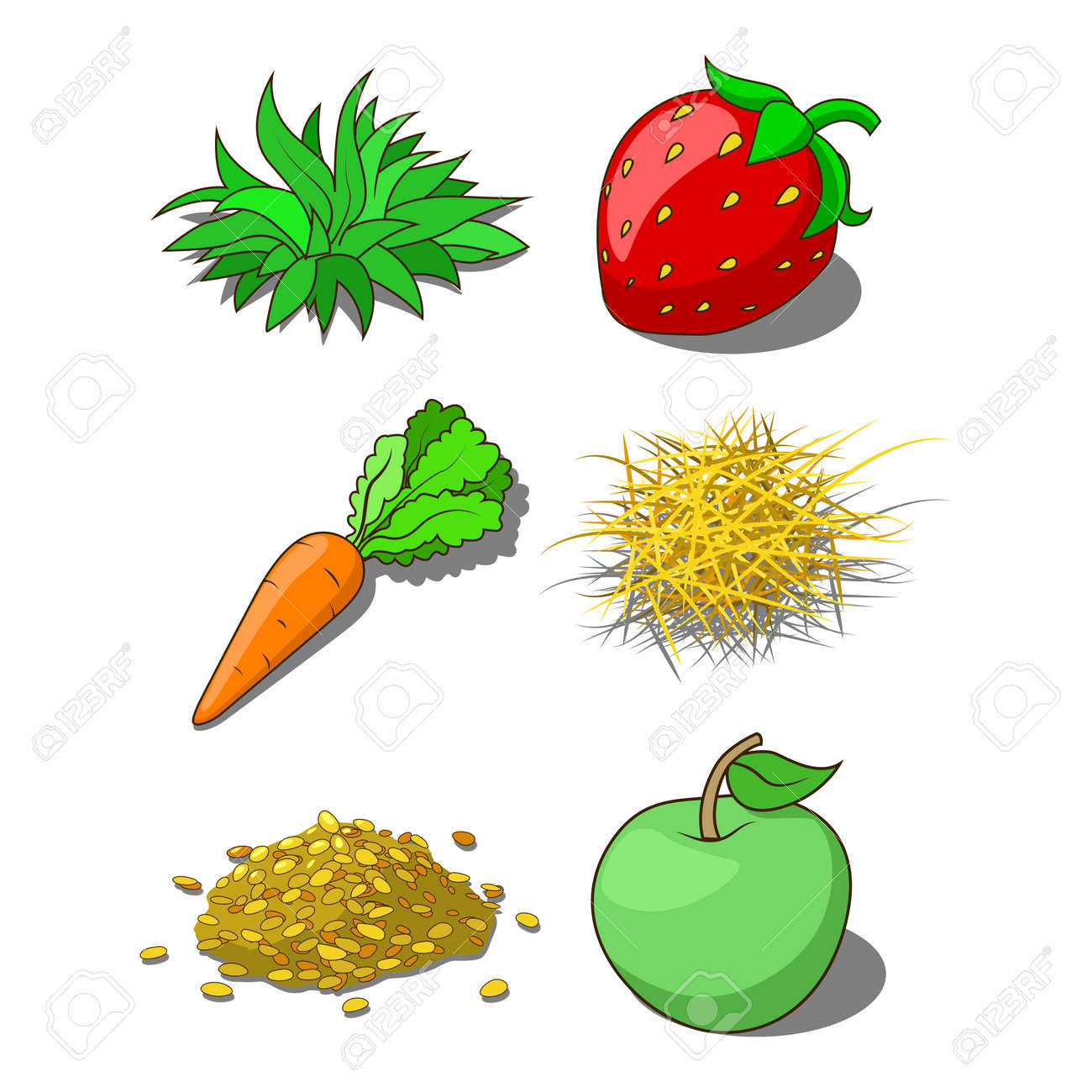 animals food corn grass hay carrot vector illustration royalty free