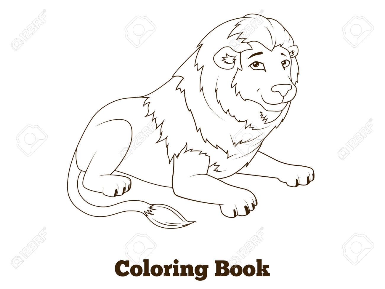 coloring book lion african animal cartoon educational vector