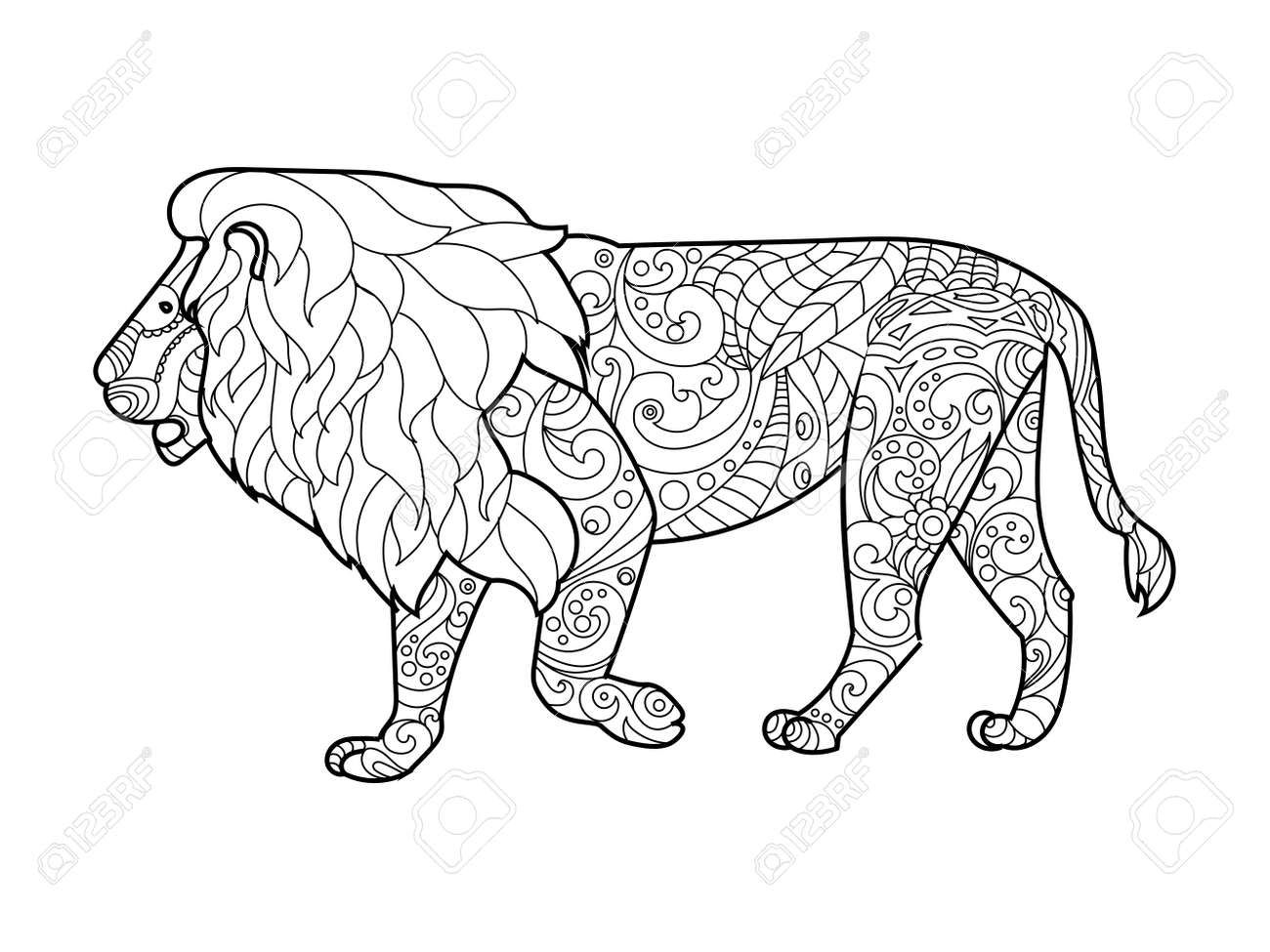Lion Coloring Book For Adults Vector Illustration. Royalty Free SVG,  Cliparts, Vectors, and Stock Illustration. Image 54455333., image size:1300x975
