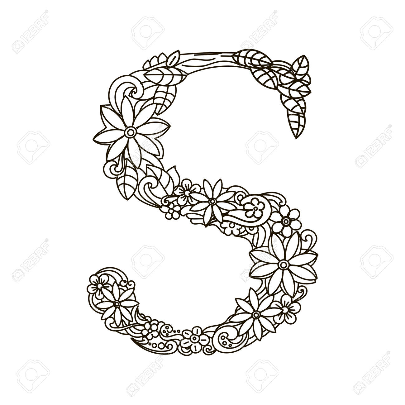 大人ベクトル イラストの塗り絵花アルファベット のイラスト素材 ベクタ Image 大人ベクトル イラストの塗り絵花アルファベット のイラスト素材 ベクタ Image