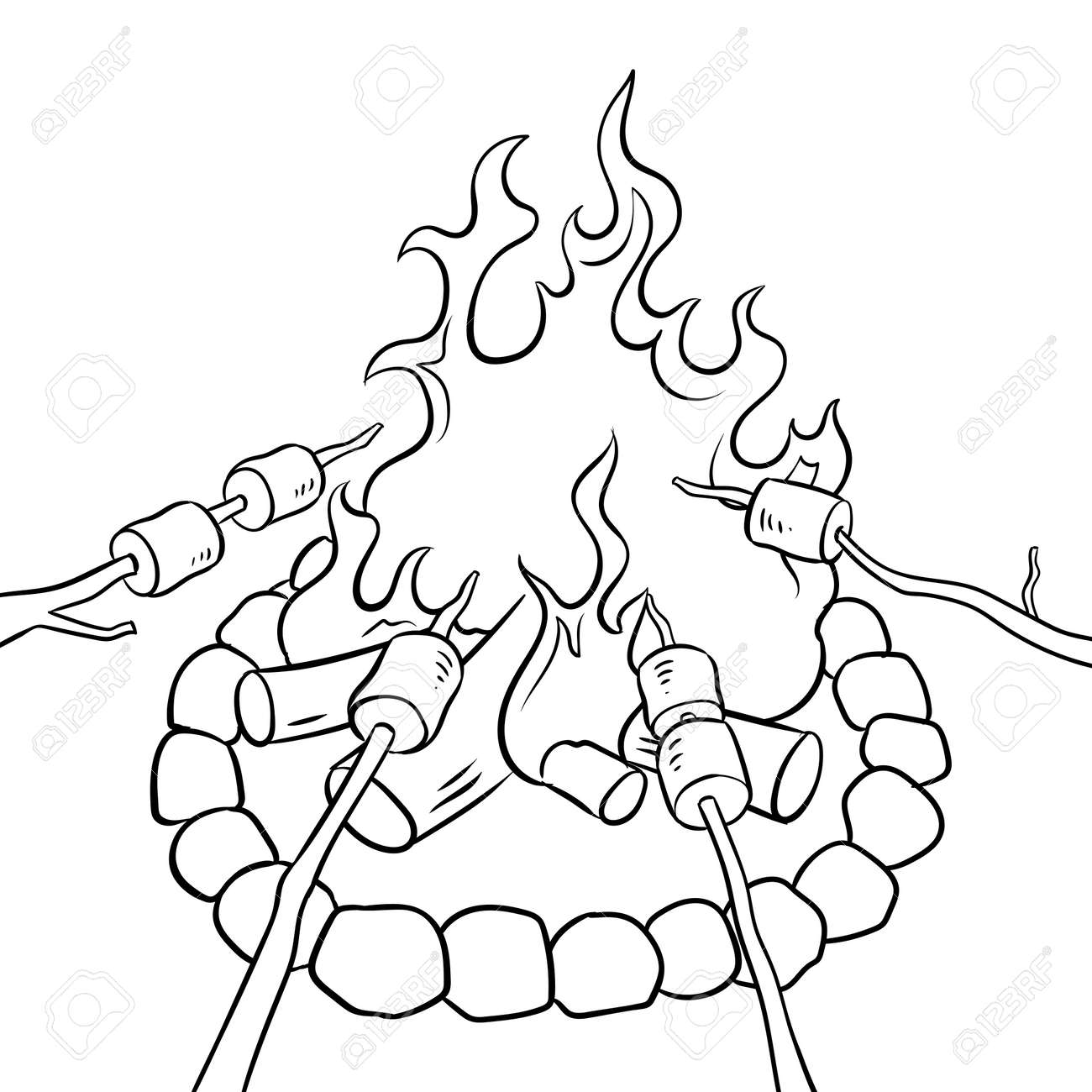 Marshmallow On Bonfire Coloring Book Vector Royalty Free Cliparts Vectors And Stock Illustration Image 93223849