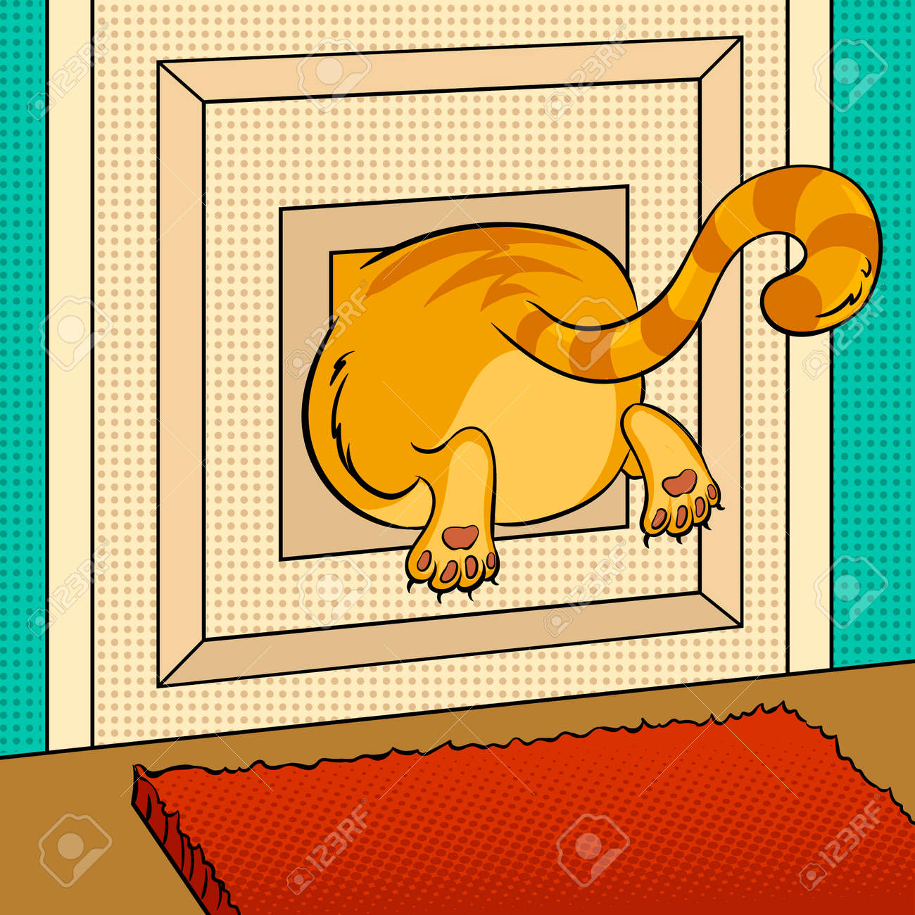 脂肪猫はポップアートベクターイラストを貼り付けのイラスト素材 ベクタ Image