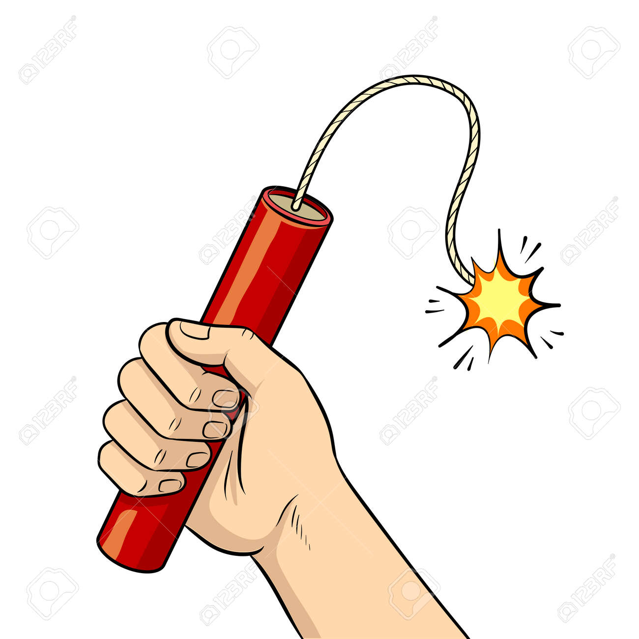 Hand With Dynamite Pop Art Vector Illustration Royalty Free