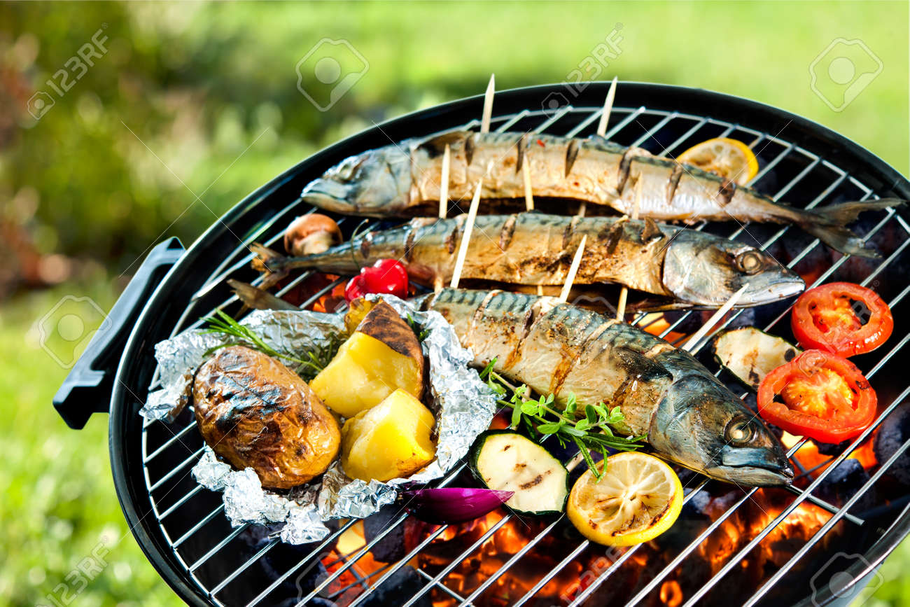 Mackerel on the grill Mackerel on the grill