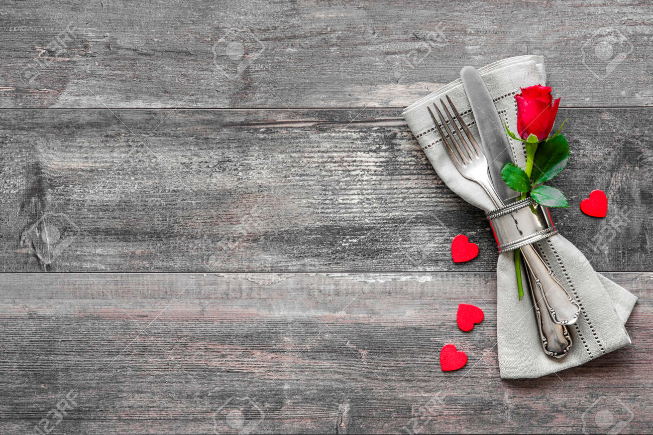 Valentines day table place setting. Holidays background - 50773398 Valentines day table place setting. Holidays background - 50773398