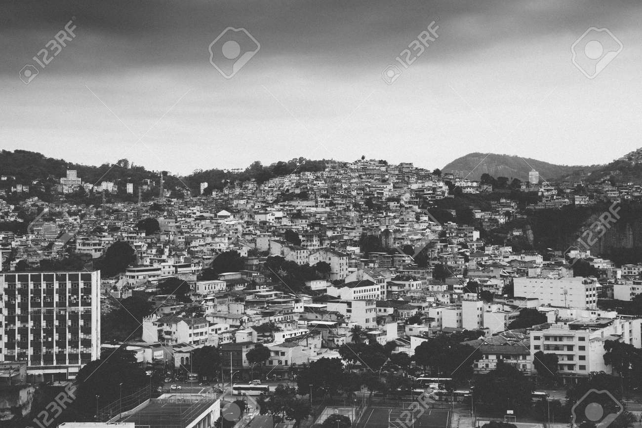 Black and white favela in rio de janeiro brazil stock photo 92702982
