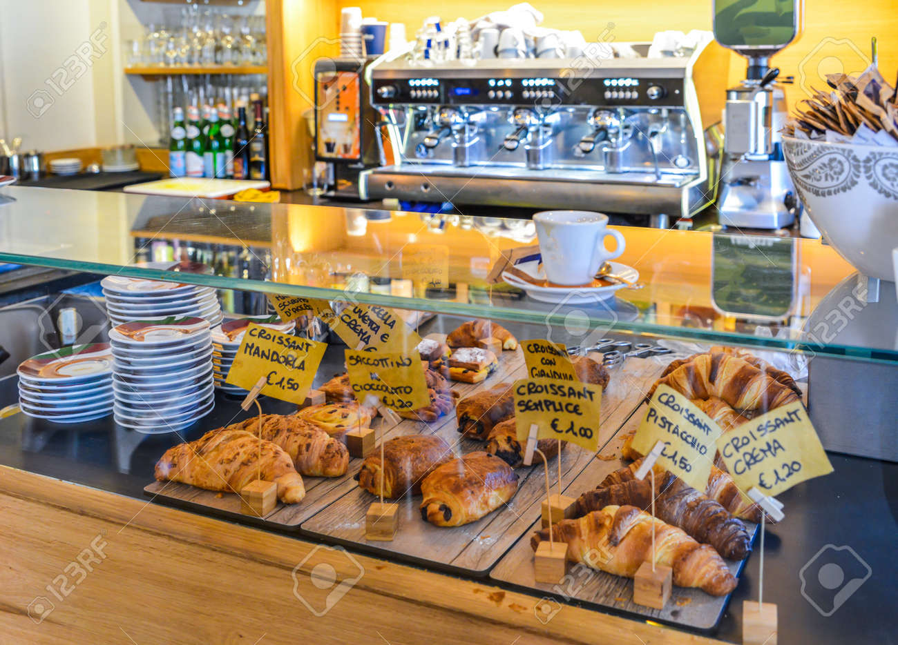 An Italian Breakfast Counter With Different Flavours Of Croissant Stock Photo Picture And Royalty Free Image Image 99912315