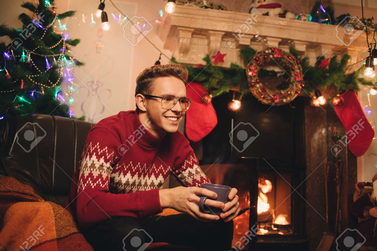 happy man in red