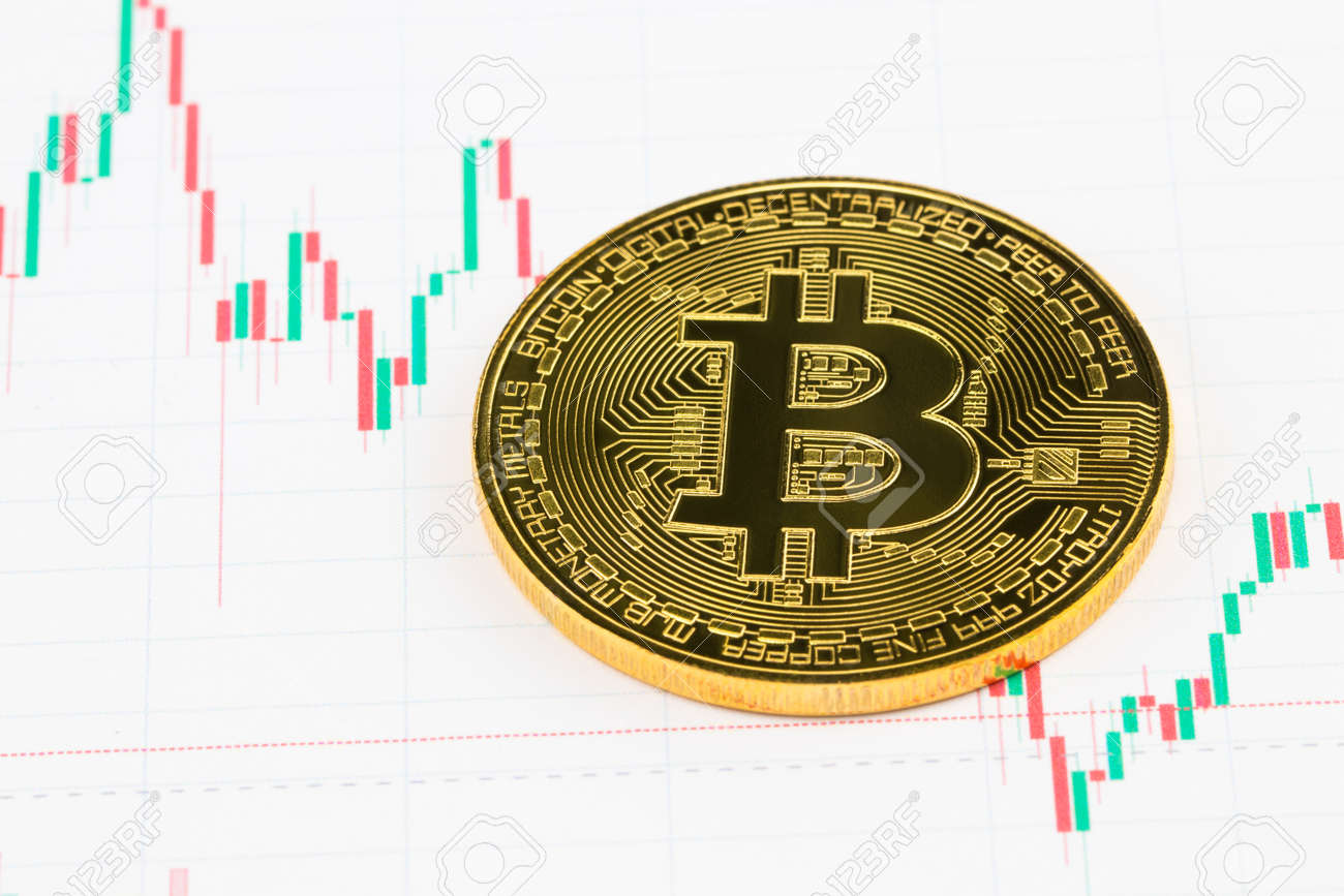 비트 코인. 차트의 배경에 골드 비트 코인. 로열티 무료 사진, 그림, 이미지 그리고 스톡포토그래피. Image 97710642