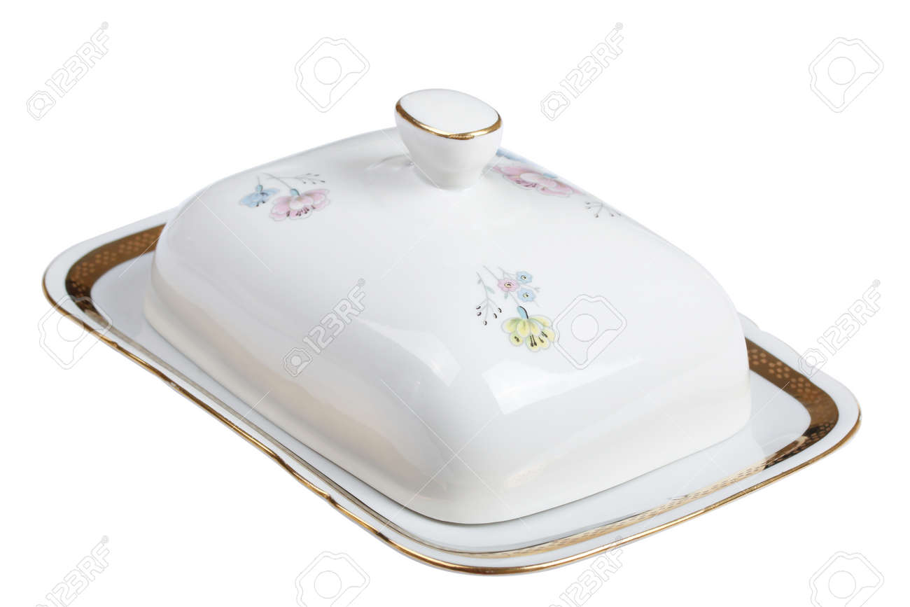 white porcelain butter dish