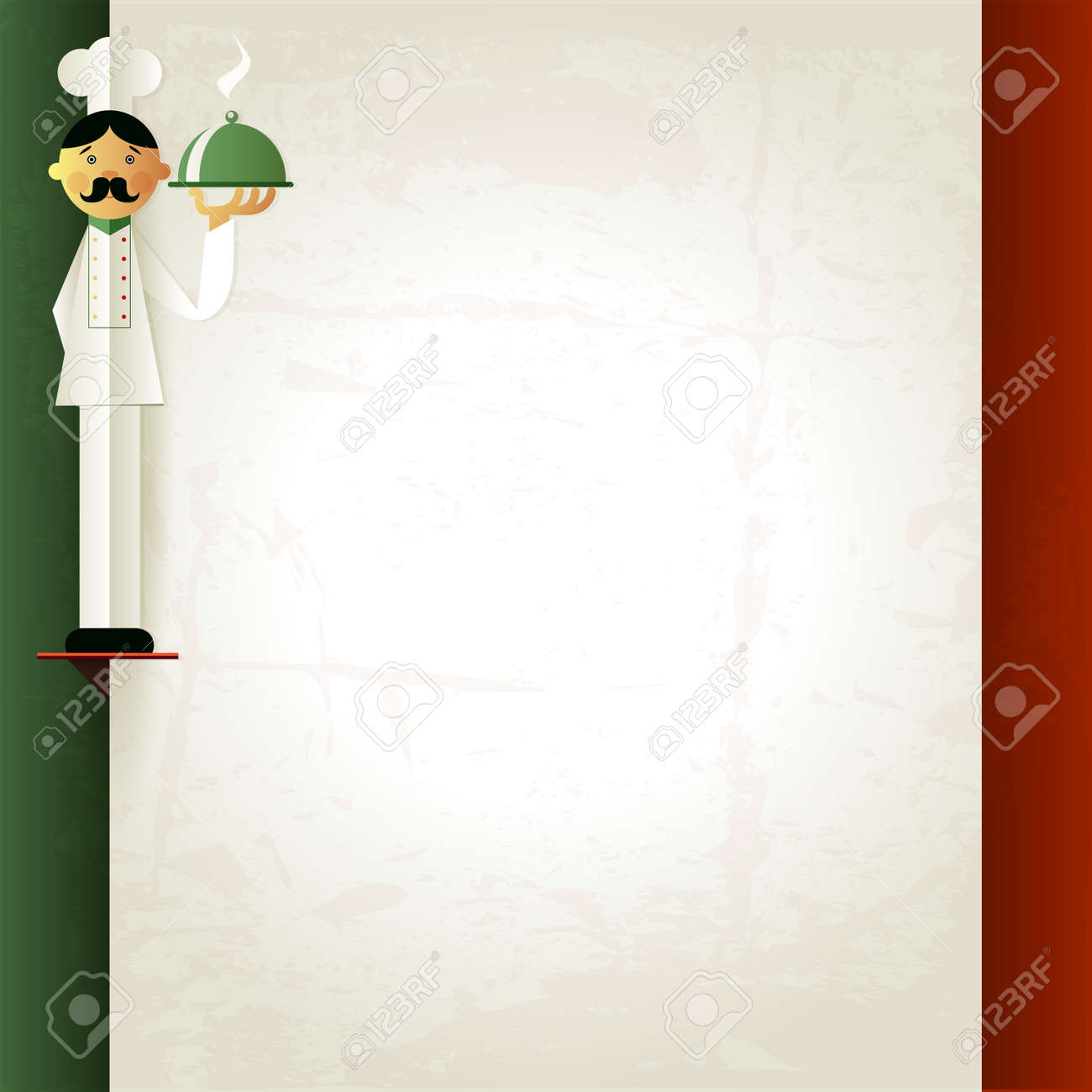 italian menu with chef and plate menu template in italian flag italian menu template