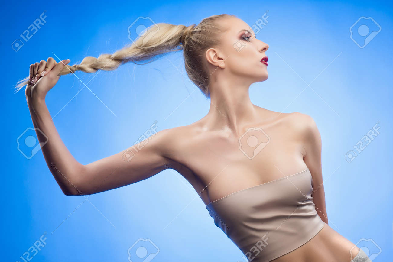 blonde big breasted pertty wemon Big tits falling out of top