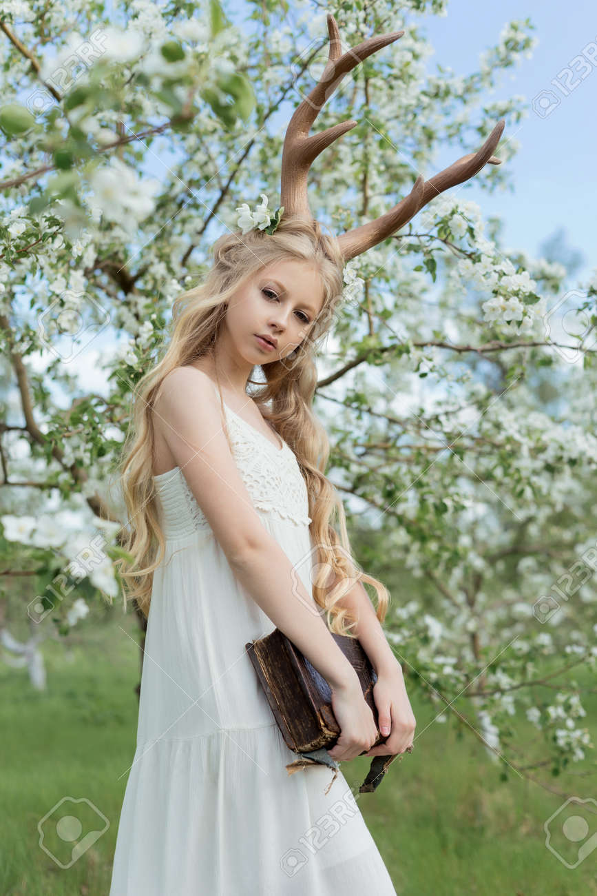 beautiful girl white dress