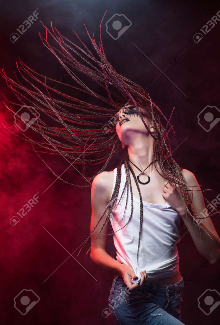 Emotional Photo Of A Beautiful Slim Girl With Creative Make Up Stock Photo Picture And Royalty Free Image Image 128864617