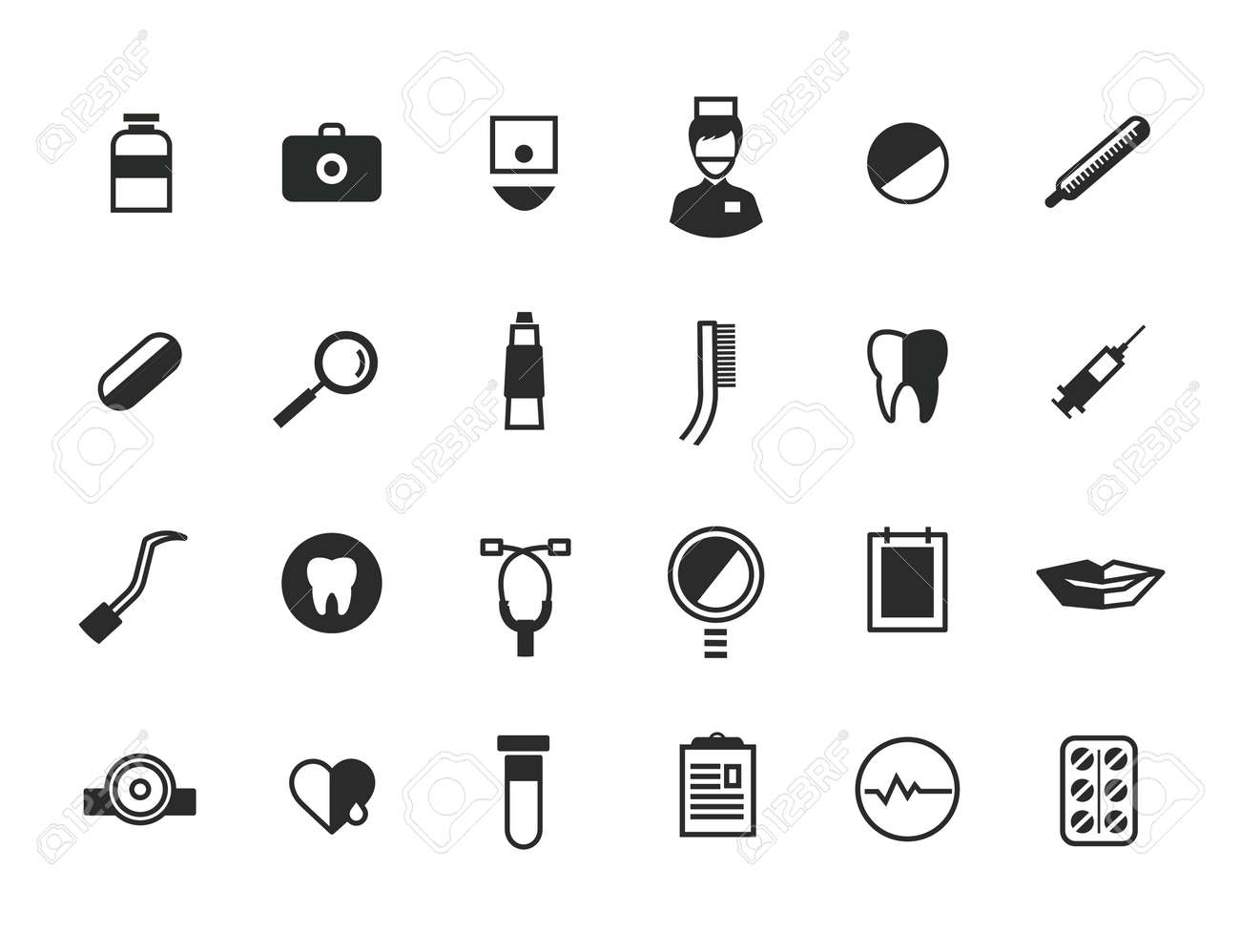 medical icons set health