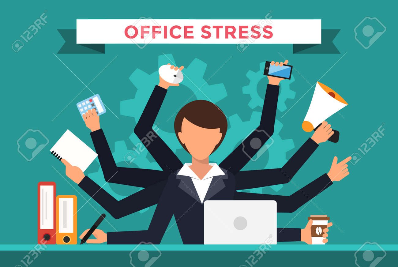 office job stress work vector illustration stress on work business stress at work
