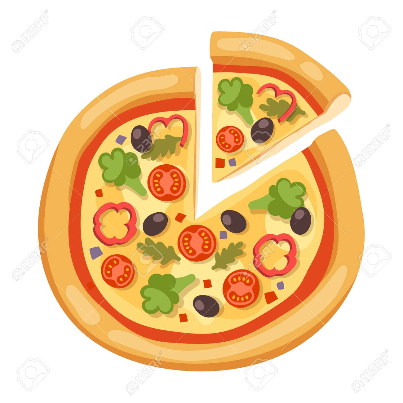 ピザ フラット アイコンが白い背景に分離されました ピザ料理のシルエット ピザの作品は ピザのスライス ピザ メニューのイラストが分離されました ピザ ベクトル コレクションは 白で隔離 別のピザのイラスト素材 ベクタ Image