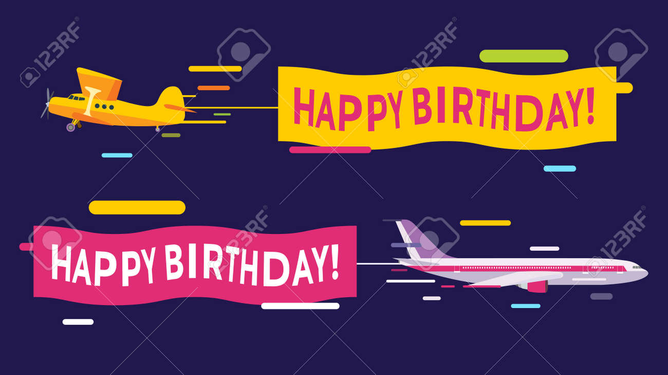 Avion Volant Avec Des Bannieres Publicitaires Avions Mis Des Bannieres Avion Volant Avec Des Bannieres Clip Art Libres De Droits Vecteurs Et Illustration Image