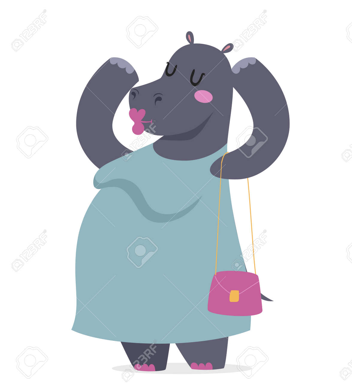 カバ太った女性ベクトルの肖像画イラスト白背景に 漫画カバ脂肪女性 カバのベクトル 撮影 Selfie カバ女人体 ベクトル カバ動物が分離されました 脂肪のカバ女のイラスト素材 ベクタ Image