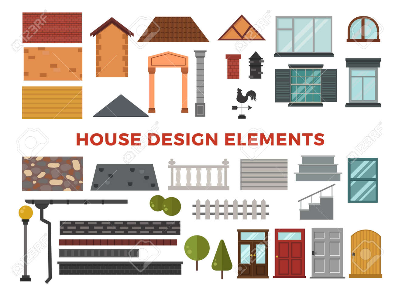 Home Design Elements family house vector design elemets. house building elements Home Design Elements family house vector design elemets. house building elements