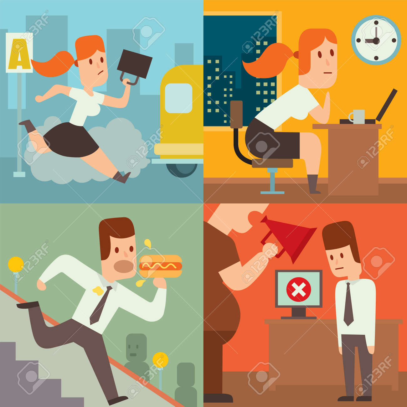 business work time lag delay vector illusutration procrastination