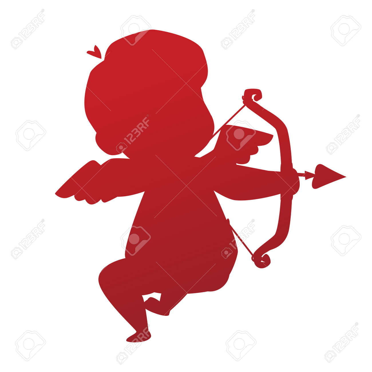 バレンタイン キューピッド天使のシルエット漫画スタイル ベクトル図です アムール キューピッド シルエット キューピッド漫画ベクトル イラスト かわいい遊び心キューピッド天使バレンタイン グリーティング カード ベクトルのイラスト素材 ベクタ Image