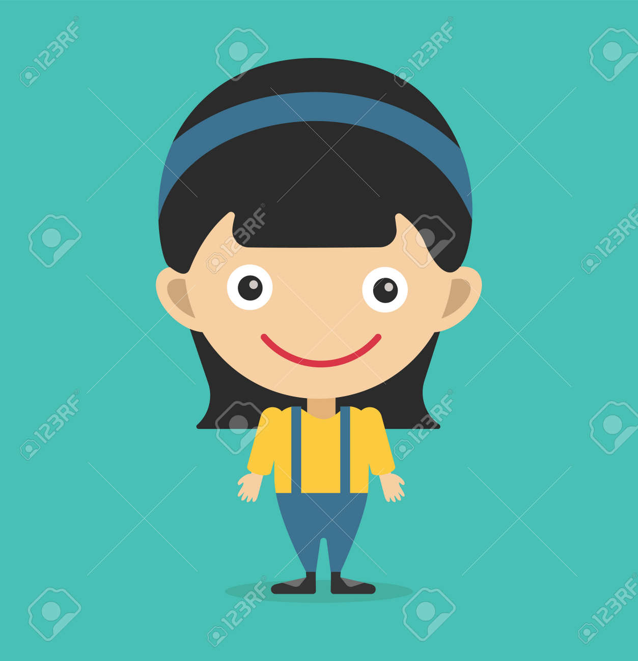 かわいい小さな女の子かわいいベクター イラスト 白い背景の女の子 笑顔の女の子 ベクトルの女の子のイラスト 若い女の子のコンセプトです 子供の頃 子供たち 若い人たち ティーンエイ ジャーの子供子供の漫画のスタイルのイラスト素材 ベクタ Image