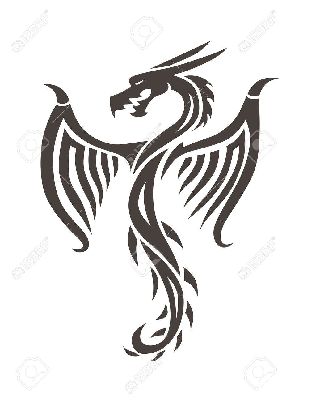 Dragon Tattoo White Background Vector Illustration Chinese For The Dragon Tattoo White Background Vector Illustration Chinese For The