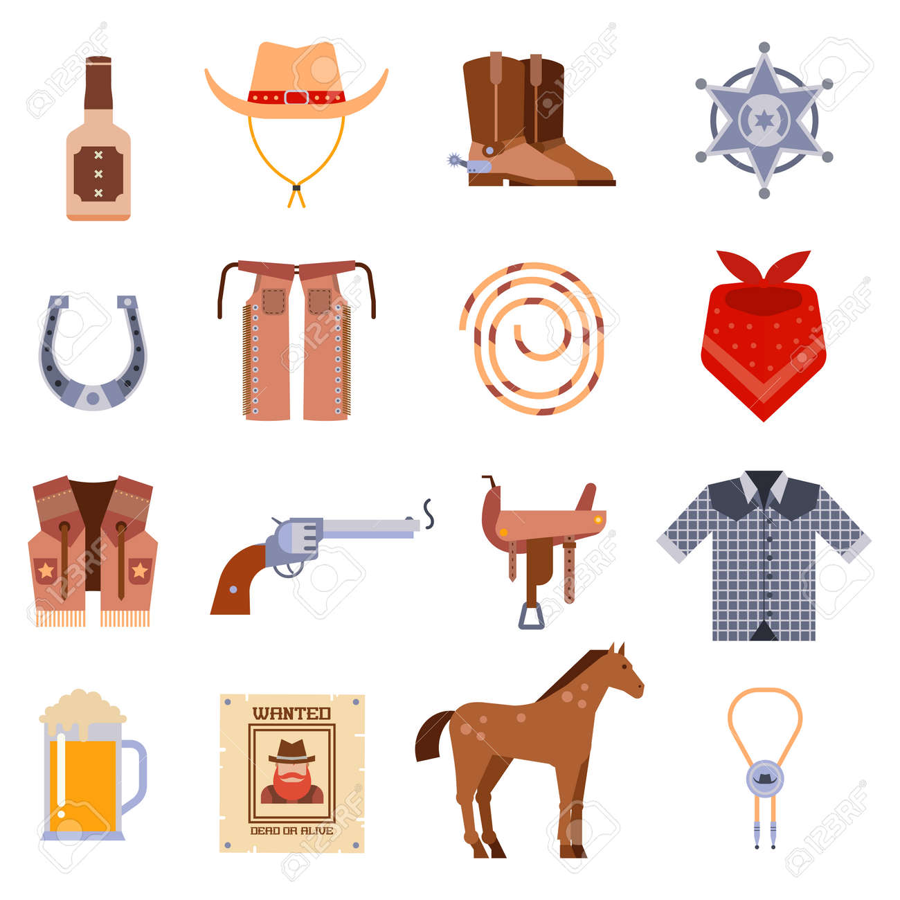 Se Busca Iconos Vaqueros Del Oeste Vintage, Signos Y Símbolos Vector Oeste Americano De Vaquero Occidentales. Vintage Antigua Diseños Signo De Vaquero Americano Iconos De Dibujos Animados Ilustraciones