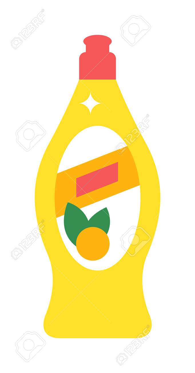 料理や家事のクリーナー皿洗い洗濯洗剤ボトル 料理洗剤白地フラット ベクトル図が分離されました のイラスト素材 ベクタ Image