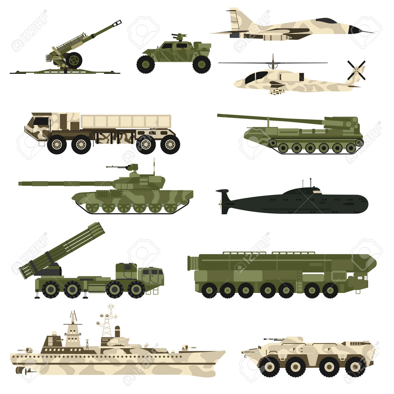 Military technic army, war tanks and military industry technic armor tanks set. Military technic and armor tanks, helicopter, hurricane, missile systems, submarine, armored personnel carriers vector. - 54707460 Military technic army, war tanks and military industry technic armor tanks set. Military technic and armor tanks, helicopter, hurricane, missile systems, submarine, armored personnel carriers vector. - 54707460
