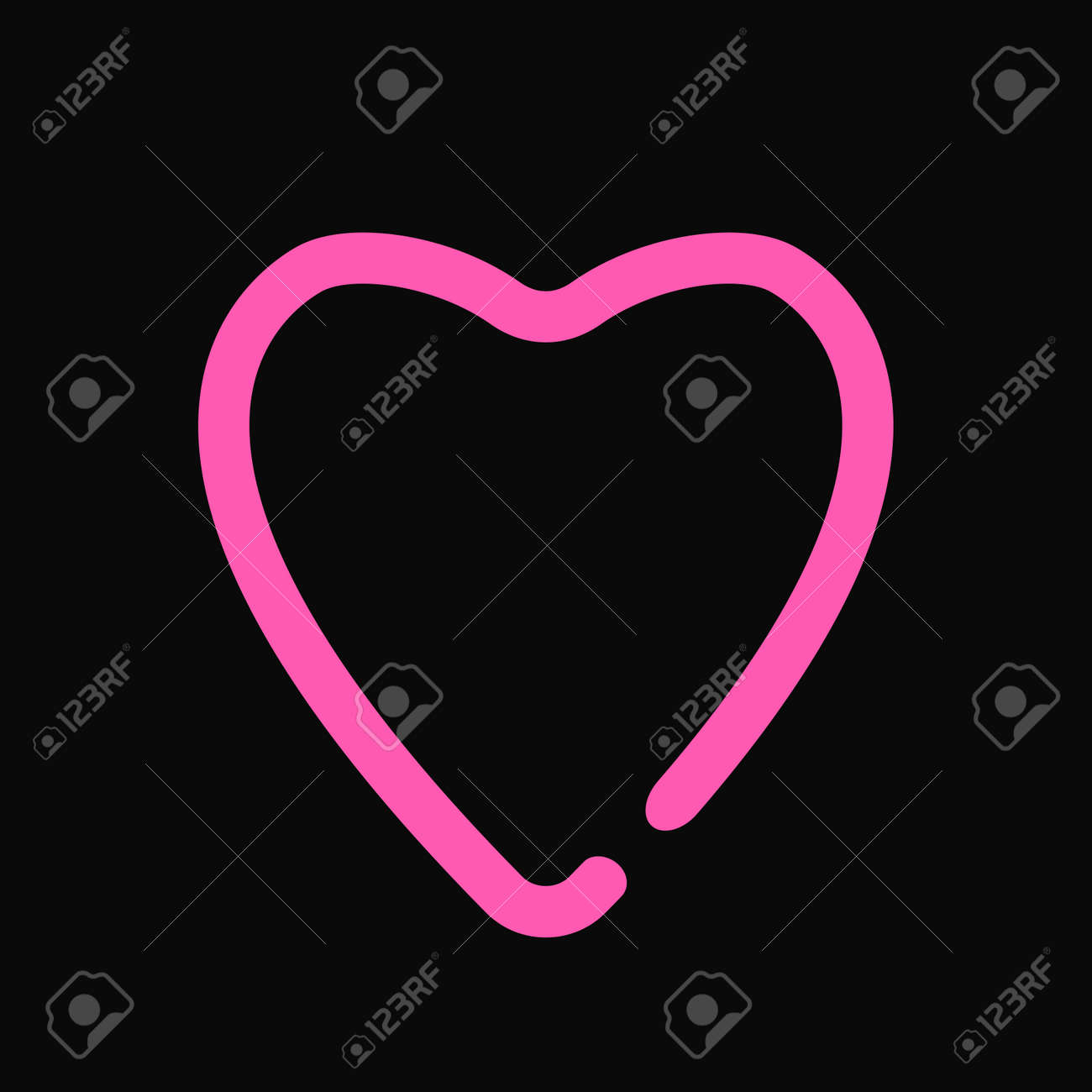 neon heart love symbol light design on the black wall vector