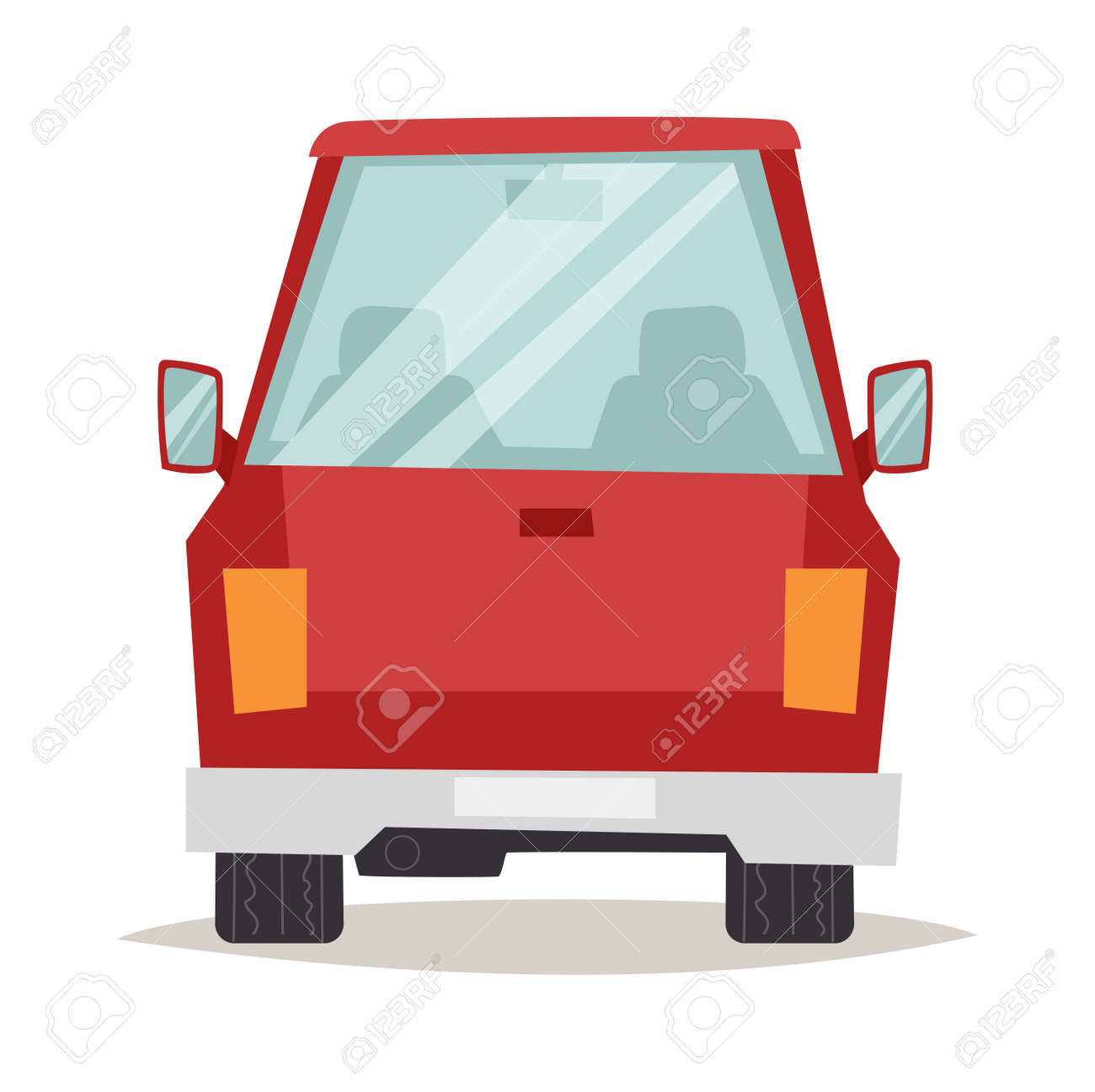 赤い車デザイン背面ビューと赤い車ピカピカ技術スタイル ベクトルを漫画します 一般的な赤い車背面デザイン フラット ベクトル イラスト白で隔離 赤い車フラット スタイル 赤い車分離背面図のイラスト素材 ベクタ Image