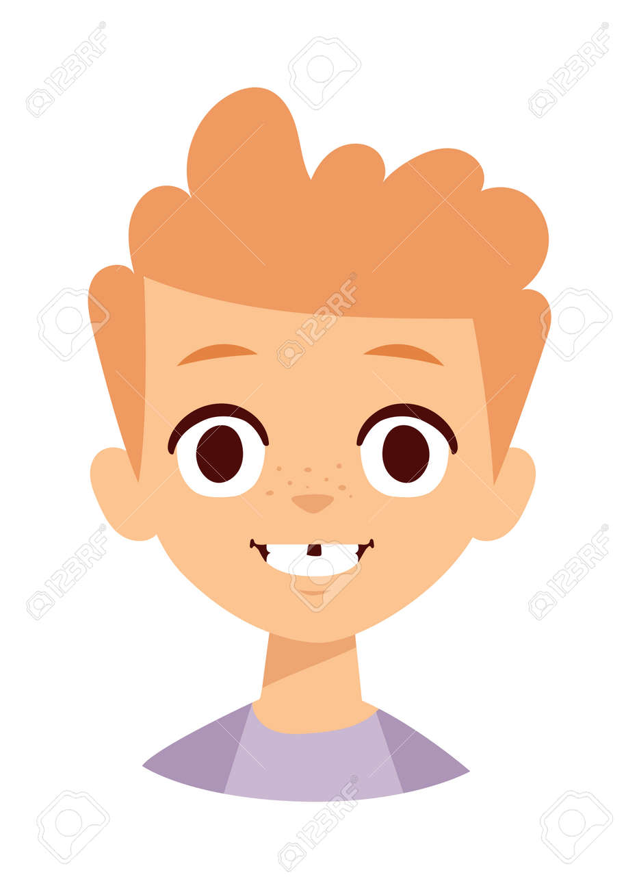 愛らしい少年の幸せな笑顔 男の子笑顔顔ベクトル図と幸せな少年の顔を笑顔します 男の子笑顔顔幸福喜び幼年期 小さな若者人間の少年の顔文字を笑っています のイラスト素材 ベクタ Image