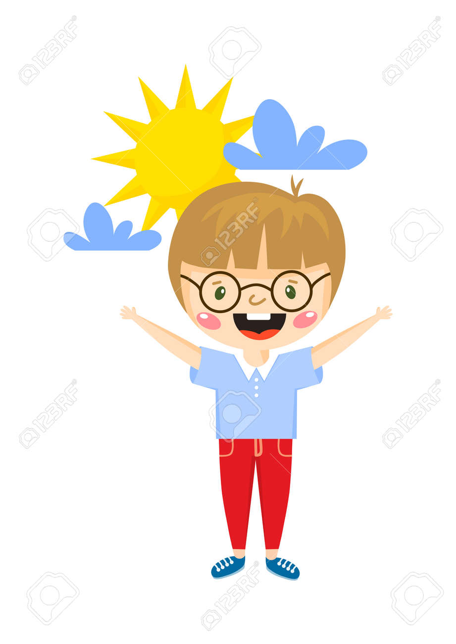 Happy Boy Cartoon And Happy Boy Mile Expression Cheerful People Happy Boy Vector And Happy Boy Smiling Beautiful Face Happy Boy Adorable Schoolboy Emotion Little Boy With Open Arms Royalty Free Cliparts