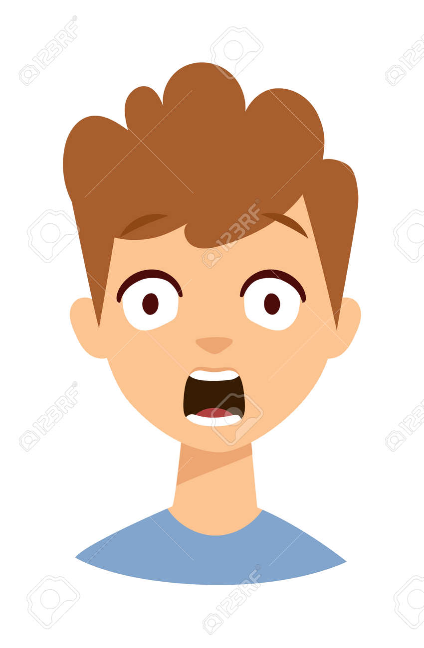 小さな男の子の興奮した顔は 驚いた子ベクトルと驚く子かわいい縦式幼年期 子供かわいい顔と幸せな驚いた子を驚かせた 驚いた子感情楽しい喜びの頭です の イラスト素材 ベクタ Image