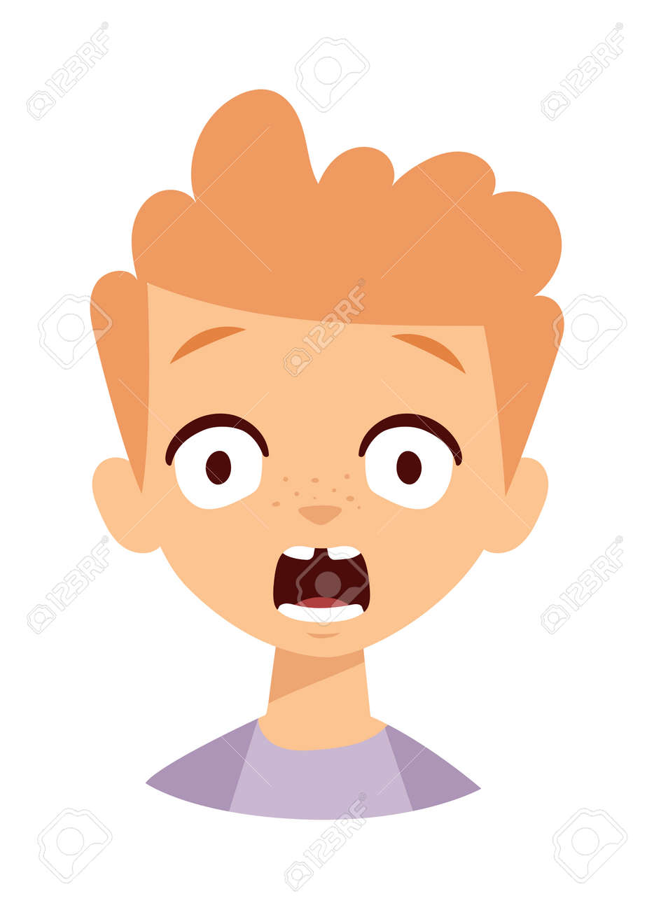 Little boy with scared face Royalty Free Vector Image