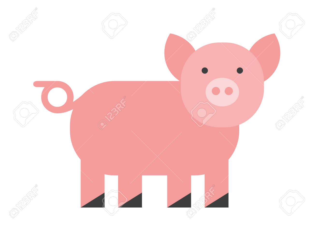 cute pig cheerful pig funny pig vector domestic isolated mammal